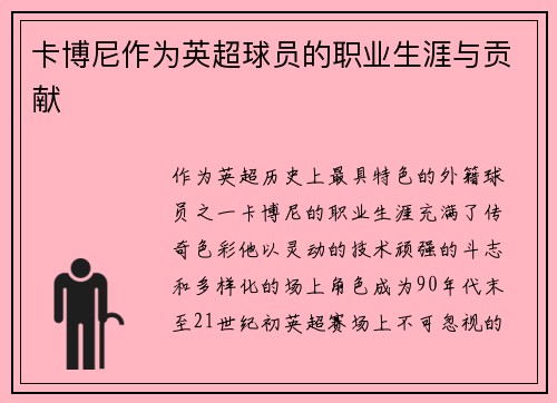 卡博尼作为英超球员的职业生涯与贡献